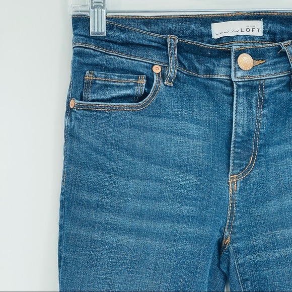 Ann Taylor Loft Modern Skinny Ankle Jeans Womens 0 25 Blue Frayed Hem Stretch - Picture 2 of 13